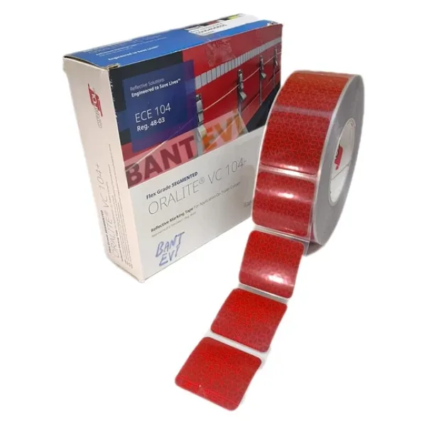 Bant Evi Oralite VC 104+ Reflektif Bant Kırmızı 5mt Orafol Kesik Reflektör Şerit Sert Zemin Bant Tüvtürk Onaylı (Kırmızı, 5metre)