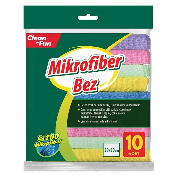 Clean&Fun 10'lu Mikrofiber Temizlik Bezi