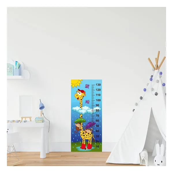 Çocuk Odası Bebek Odası Boy Ölçer Boy Cetveli Sticker Zürafa