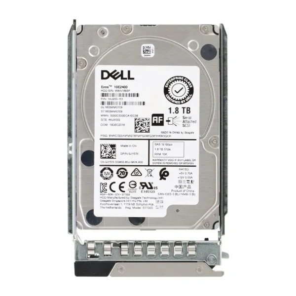 DELL Exos 10E2400 1.8TB 10K 12G SAS 512E 2.5" Sunucu Harddisk 0JY57X 1XJ233-151
