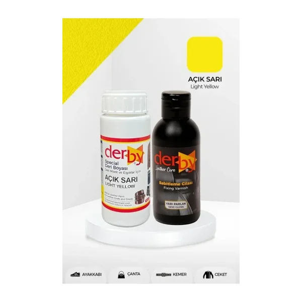 Derby Special Açık Sarı Deri Boyası Ve Cilası 100 ml - 2'li Set / Mont Eşya Çanta Deri Boyası