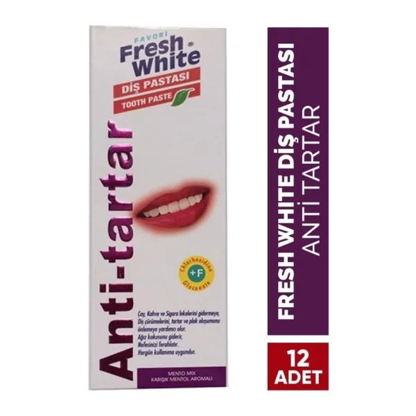 Fresh White Anti Tartar Diş Pastası 90 gr 12 Adet