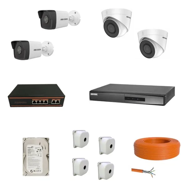 Hikvision Ip Kamera 4'lü Kamera Seti Full Set