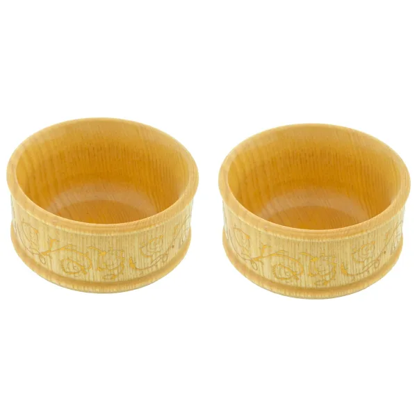 Hit Dükkan 2 Adet Ahşap Yaldızlı Içi Vernikli Dekoratif Şık Kase Çerezlik (5CMX9CM)