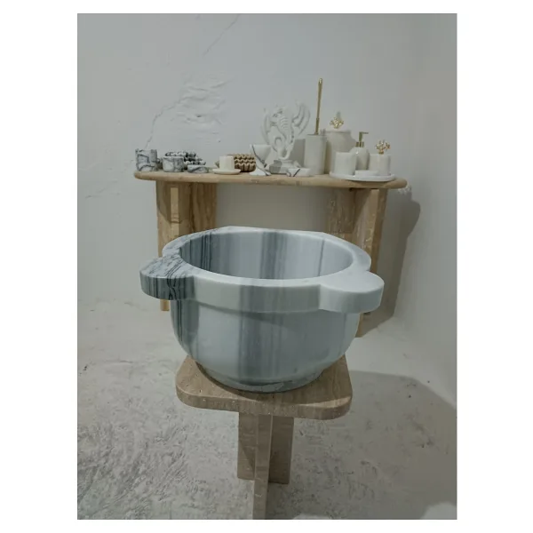Home Beyaz Marmara Mermer Kurna-Kurna-Hamam Kurnası-Banyo Kurnası-Mermer Ev ve Banyo Aksesuarları