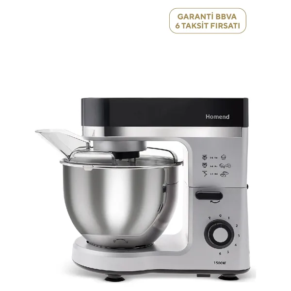 Homend Profashion 3011H 1500 W 5 lt Siyah Silver Stand Mikser