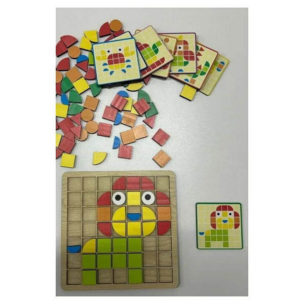 Hopiers Ahşap Mozaik Puzzle Bulmaca / 3+ Yaş / Montessori Eğitici ve Öğretici Çocuk Zeka Oyunu