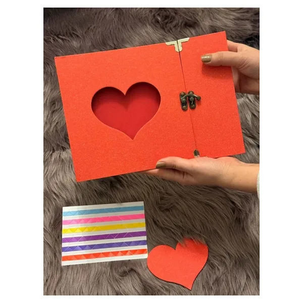 Kalpli Kapaklı Fotoğraf Albümü Metal Kilitli, Scrapbook Uyumlu (26x18 cm)
