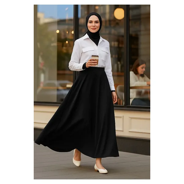 Lesa Wear Dökümlü Puf Kloş Tesettür Etek