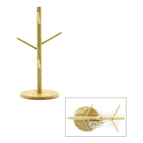 Lunaev Mix Altlık - Yuvarlak - Kare Bardak - Fincan Asacak Bambu - Ahşap 35 cm