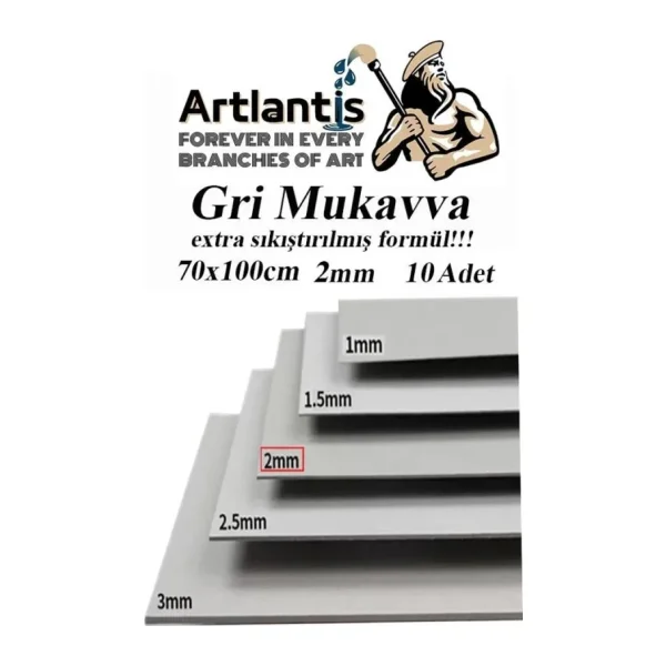 Mukavva Gri 2 Mm 70x100 Cm 10 Adet Sert Karton Ekstra Sıkıştırılmış 70x100 Mukavva Gri Renkli 10 Adet