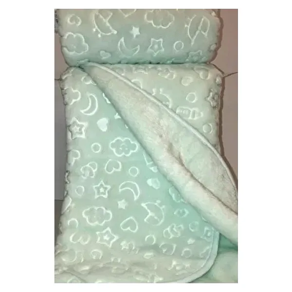 Özdilek Mint Renkli Embos Peluş Bebek Battaniyesi 100X120 cm Düz Desen ile Rahat Kullanım Sağlar - 100 x 120 cm
