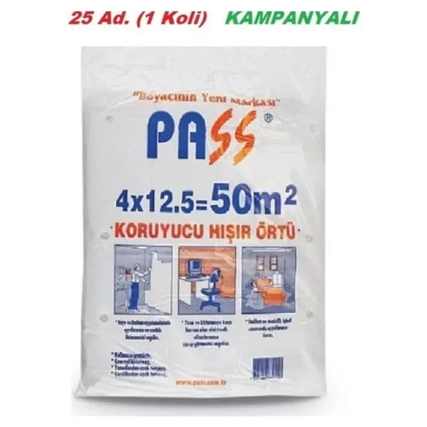 Pass Naylon Koruyucu Hışır Örtü 4X12.5 50 M2 25 Adet 1 Koli