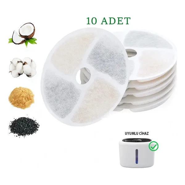 Petsi Su Pınarı Aktif Karbon Yedek Filtre 10 Adet (Kiwi KPF-10550 Uyumlu)