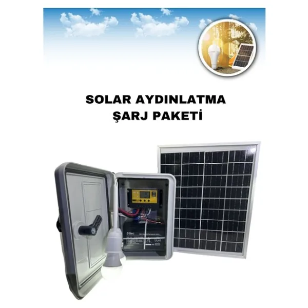 Taşınabilir 25W Güneş Paneli 2 Lamba ve USB Cep Telefonu Şarj Sistemi