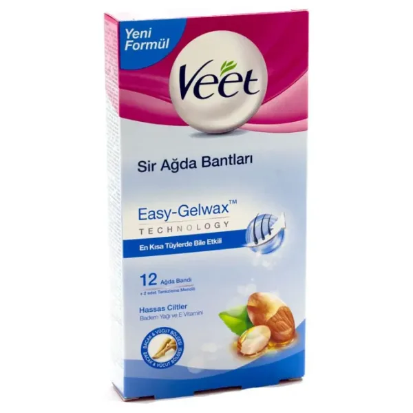 Veet Professional Hassas Ciltler için Bacak ve Vücut Bölgesi 12'li Sir Ağda Bandı
