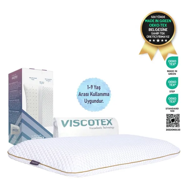 Viscotex Visco Ortopedik Çocuk Yastığı (Sensitive Baby) 66X33X6cm, Beyaz - 33 x 66 cm