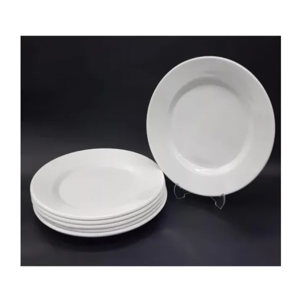 6 Adet Beyaz Melamin Tatlı,Pasta Servis Tabağı 21cm Sığ Tabak