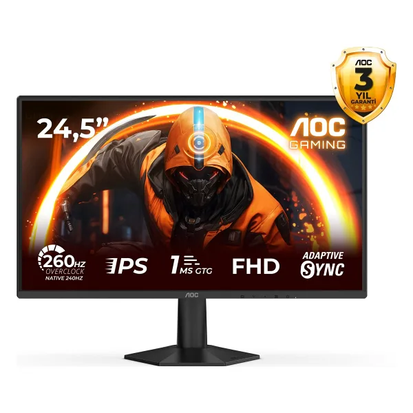 AOC 24G50Z2 23.8" 0.3 ms Full HD IPS 200 Hz / 260 Hz OC Oyuncu Monitörü