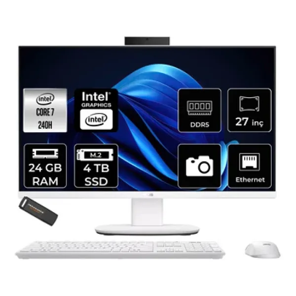 Asus V470 Intel Core 7 240H 24Gb 4Tb Ssd 27" Fhd 100Hz Fdos All İn One Bilgisayar & Per4 Usb Bellek