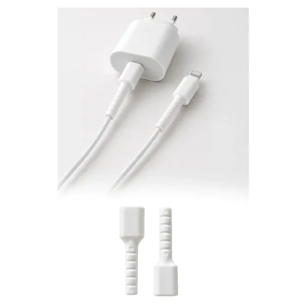 Beyaz Kablo Ucu Koruyucu İPhone 11-12-13-14 Pro & Promax & Plus Modelleri İle Uyumlu Silikon Koruyucu