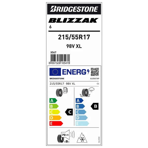 Bridgestone Blizzak 6 215/55 R17 98V XL Kış Lastiği