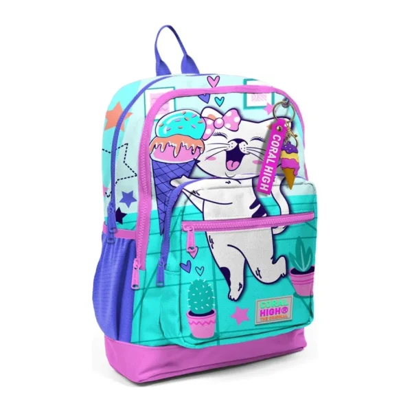 Coral High 23751 Dondurmalı Kedi Desenli Okul Sırt Çantası