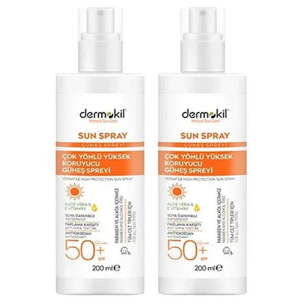 Dermokil Çok Yönlü Yüksek Koruyucu Güneş Spreyi 50SPF 200 ml x 2 Adet
