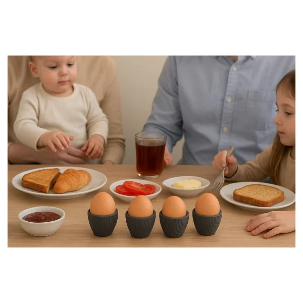 Dörtlü Gri Modern Yumurtalık Seti