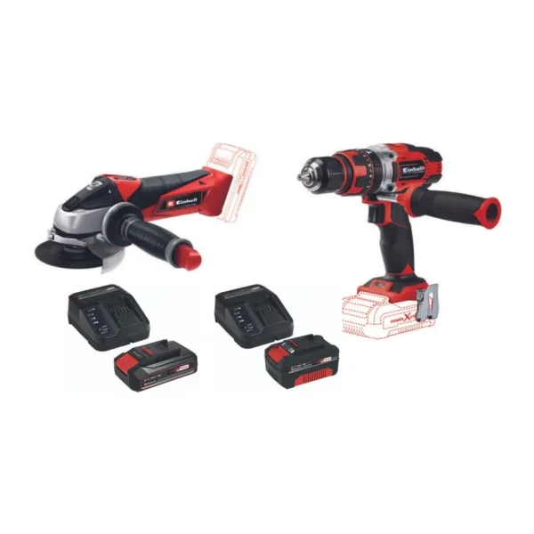 Einhell TE-AG 18/115 Akülü Avuç Taşlama TE-CD 18/40 Lİ Akülü Vidalama 2.5ah ve 4.0ah Starter Set