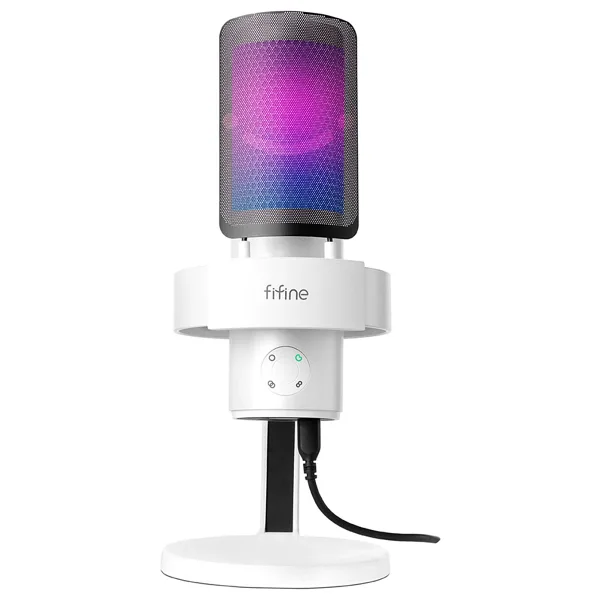 Fifine Ampligame A9 Beyaz RGB USB Yayıncı Mikrofonu