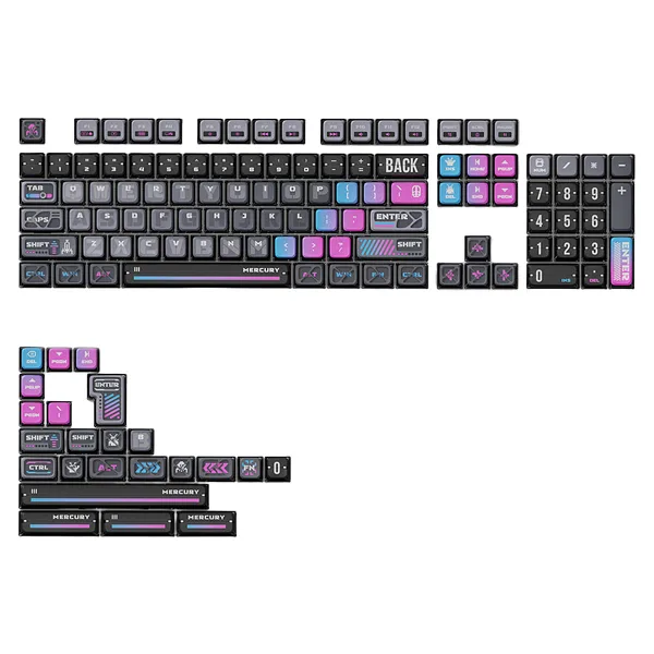 GravaStar Mekanik Oyuncu Klavyesi Tuş Takımı Seti, Mekanik Klavye ile Uyumlu Tuşlar, Cyberpunk