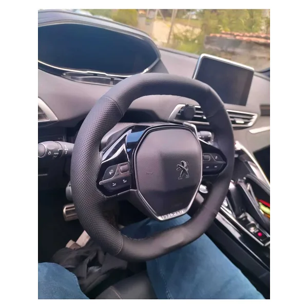 HASBAY Dikişli Direksiyon Kilifi İthal Damarli/noktali Deri Siyah Dikişli Peugeot 3008/2008 İçin
