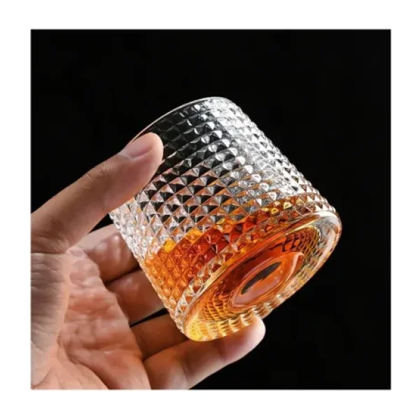 Hubby Chef Viski Kokteyl Bardağı Kadehi 360 Dönen Cam Bardağı 2li Set 160ML - Beyaz
