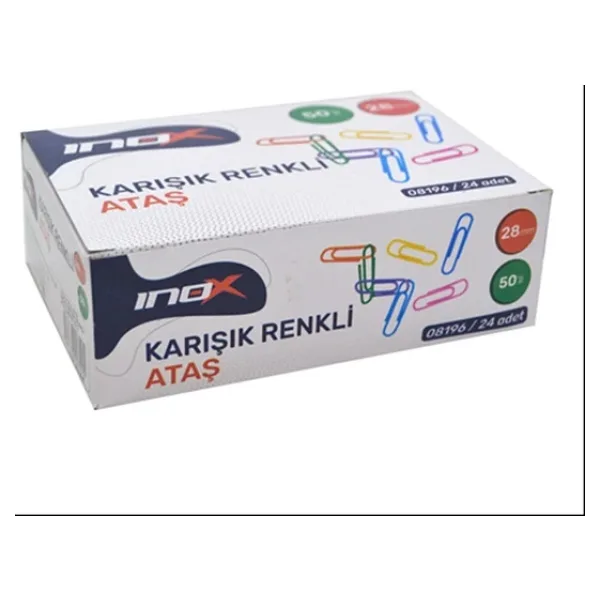 İnox Renkli Ataş 28Mm 50 Li - 6 Kutu