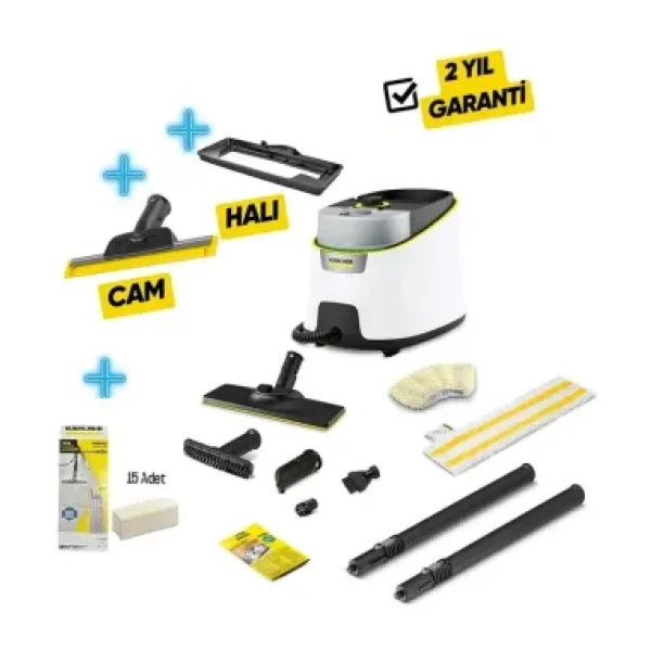 Karcher Sc 4 Deluxe Prime Buharlı Temizlik Makinesi Cam Temizleme Aparatı + 15 Mikrofiber Bez + Halı Başlığı