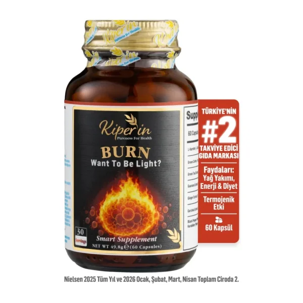 Kiperin Burn Vücut Yağı Hedefleyici L-karnitin, Yeşil Çay, Guarana, Zencefil, Garsiniya, Kafein 60 Kapsül