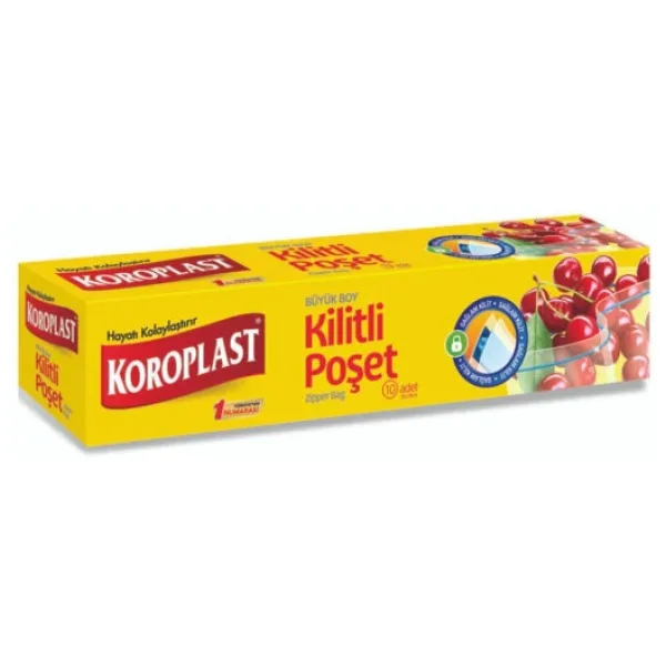 Koroplast Büyük Boy Fermuarlı Buzdolabı Poşeti 10'lu