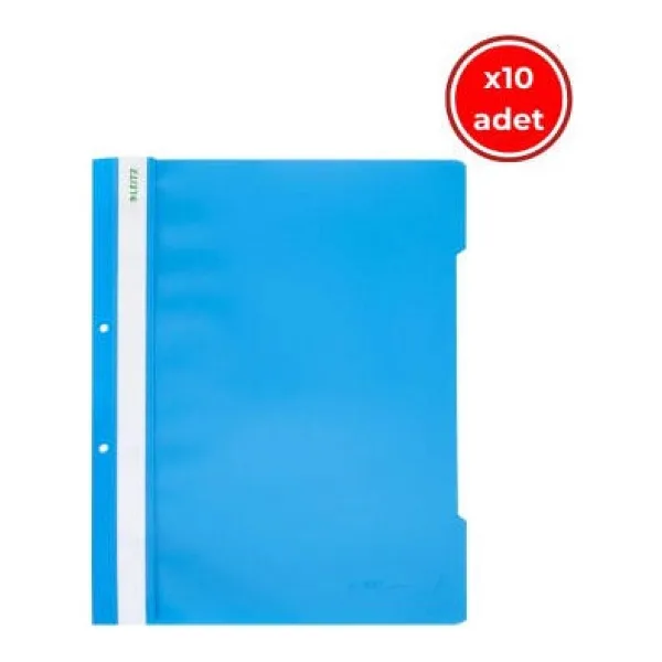 Leitz Telli Dosya, 10 Adet, 50'li Paket, A4, 2 Delikli, Mavi