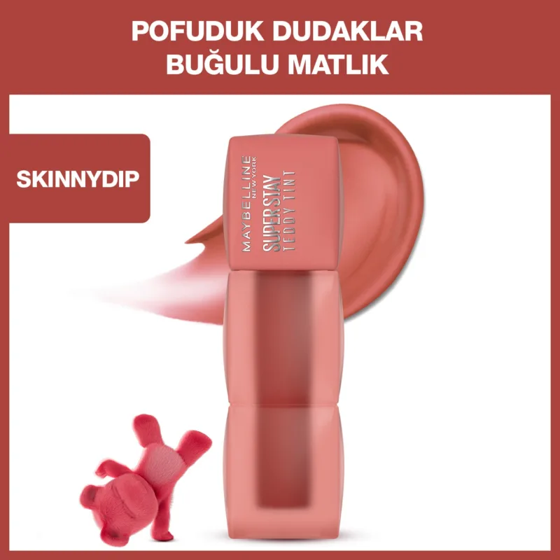 Maybelline New York Super Stay Teddy Tint Mat 15 Skinny Dip Likit Ruj