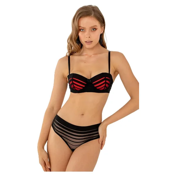Miorre Push-Up Dolgulu Straplez Sütyen Takım SİYAH 75