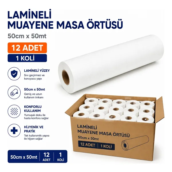Muayene Masa Örtüsü Lamineli - 12 Adet