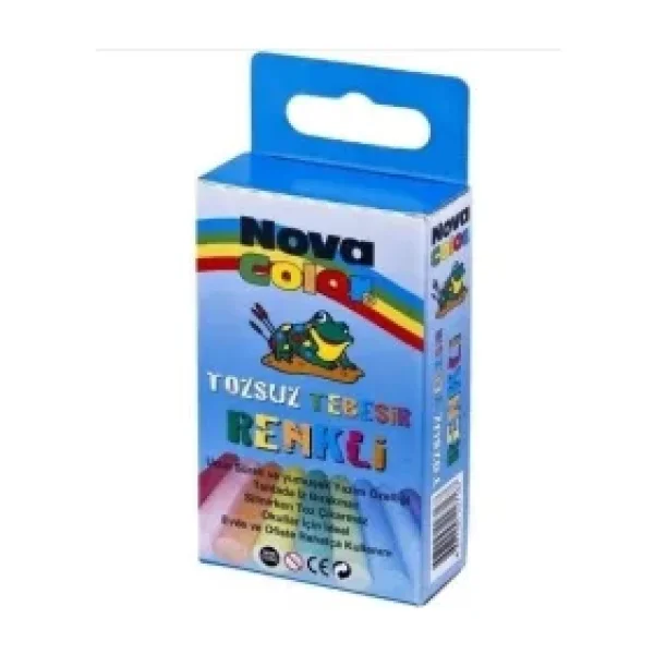 Nova Color Tozsuz Renkli Tebeşir Seti - 10'lu Karışık Renkler, Standart Ölçüler, Düz Desen