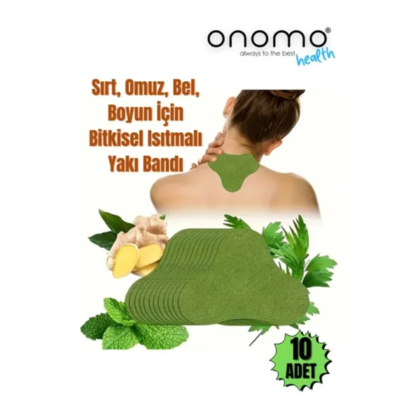 Onomo Health Sırt, Omuz, Bel, Boyun, Fıtık Için Bitkisel Isıtmalı Yakı Bandı 10 Adet