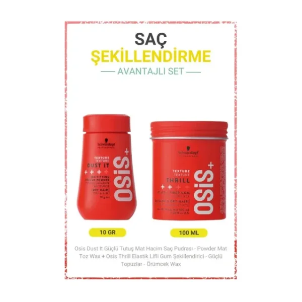 Osis Dust It Güçlü Tutuş Mat Hacim Saç Pudrası 10g + Thrill Elastik Lifli Gum Şekillendirici 100ml