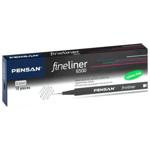 Pensan 6500 Fineliner Keçe Uç Kalem 0,4 mm Mavi 10'lu