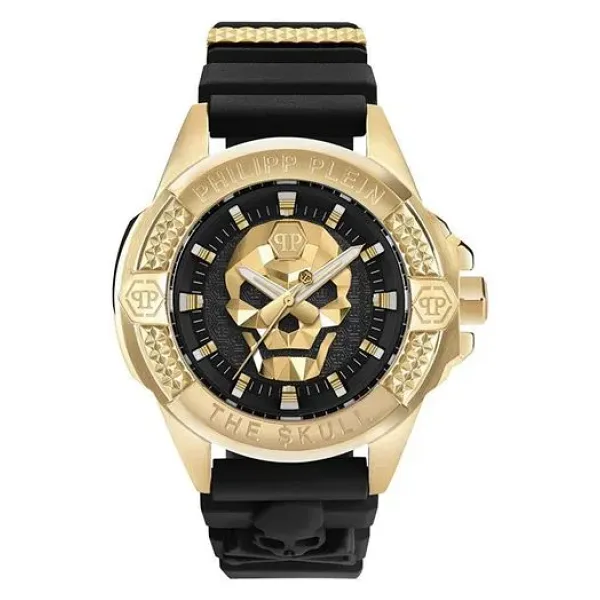 Philipp Plein The Skull PWAAA0221 Silikon Kordon Siyah-Altın Erkek Kol Saati