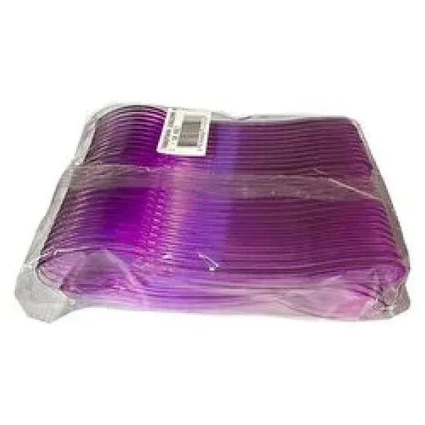 Plastik Şeffaf Mor Sup Kaşık - Tatlı Dondurma Kaşığı - 12.5 Cm. - 50 Adetlik Paket