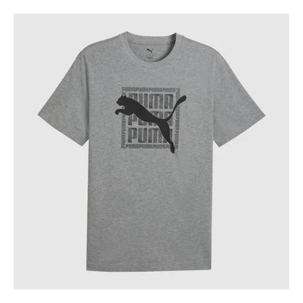 Puma Graphic 691775-03 Gri Kısa Kollu Bisiklet Yaka Erkek Tişört