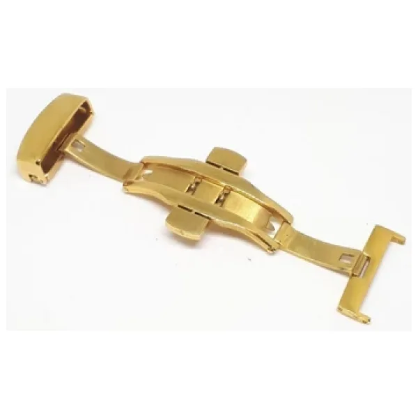 Saat Deri Kordon Klipsi Kelebek Kilit Sarı Gold - Toka Ölçü 20Mm